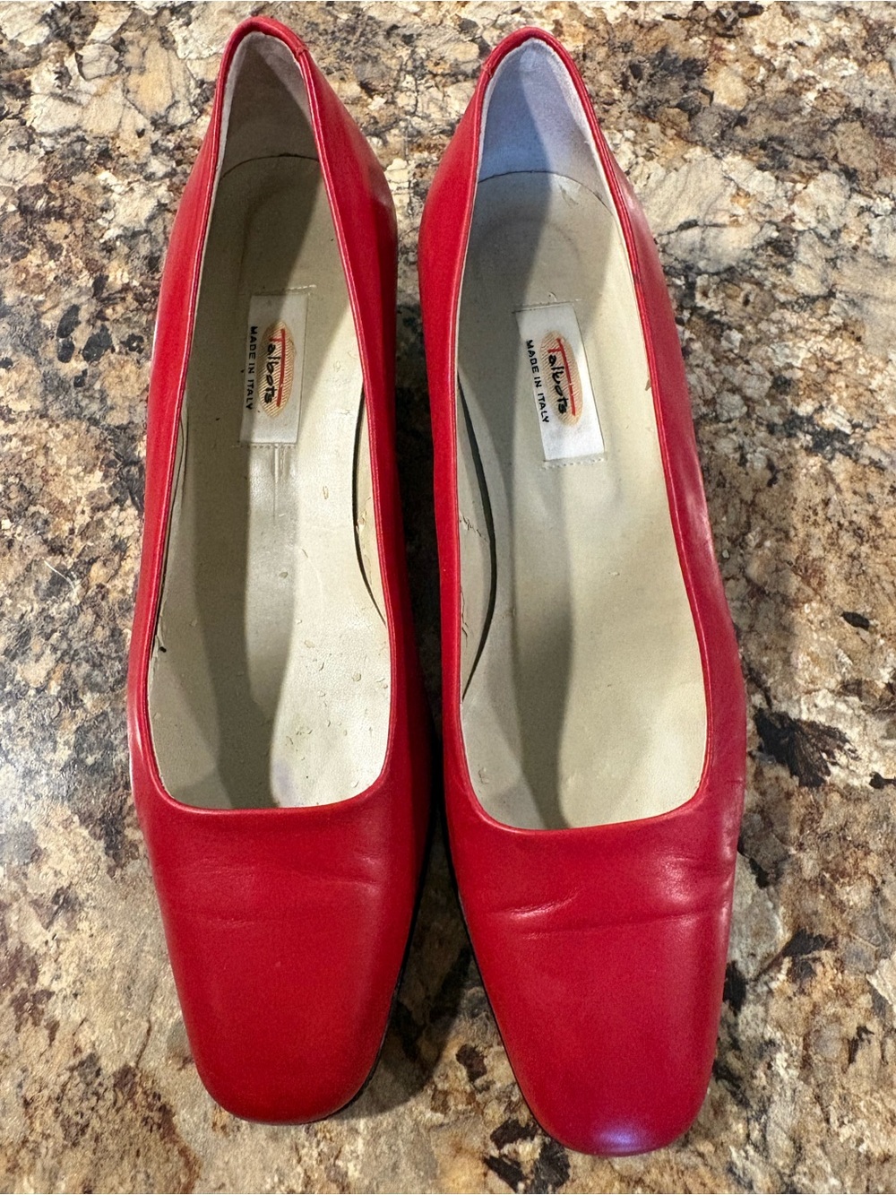 Talbots Red Leather Square-Toe Pumps